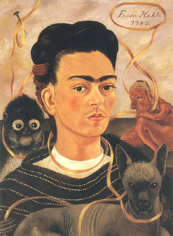 Frida Kahlo The self-portrait of artist and monkey